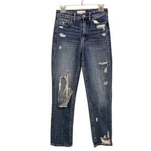 Vervet Distressed High Rise Straight Legged Medium Wash Denim Jeans